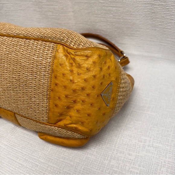 Prada Straw Ostrich Tote Naturale Soleil - Picture 12 of 15